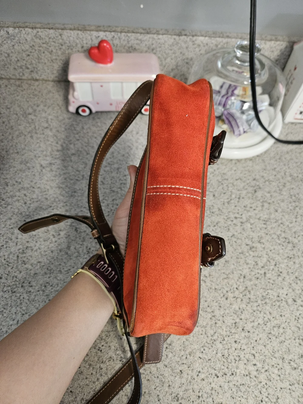 Coach Vintage Y2K Orange Suede Crossbody Bag (F3O-9358)